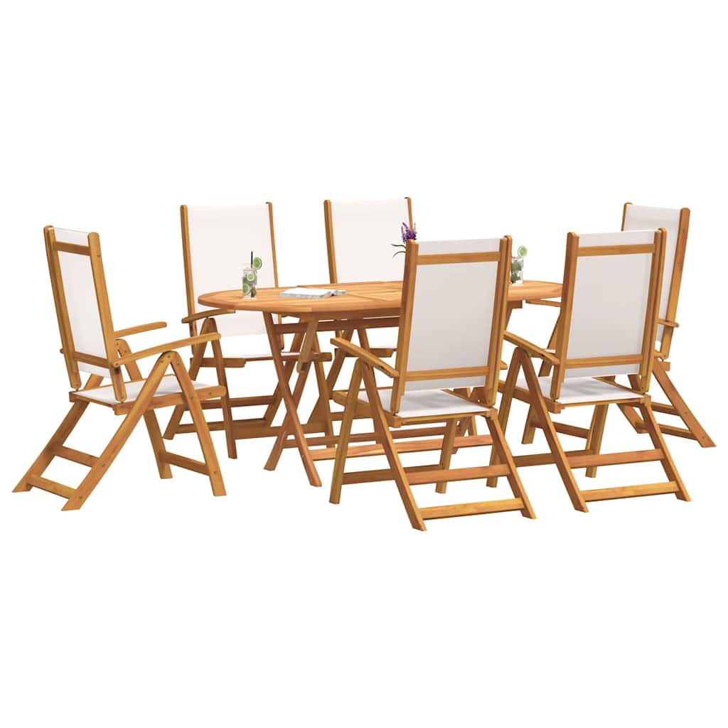 Set mobilier de grădină, 7 piese, lemn masiv acacia/textilenă