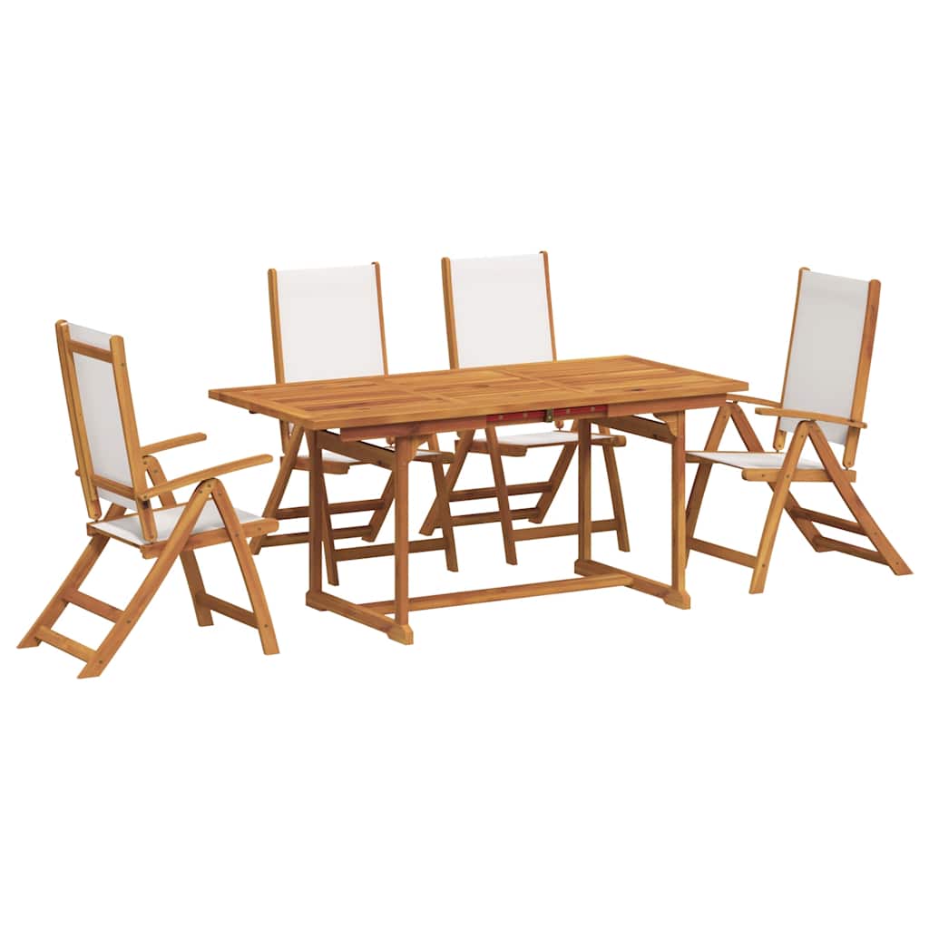Set mobilier de grădină, 5 piese, lemn masiv acacia/textilenă