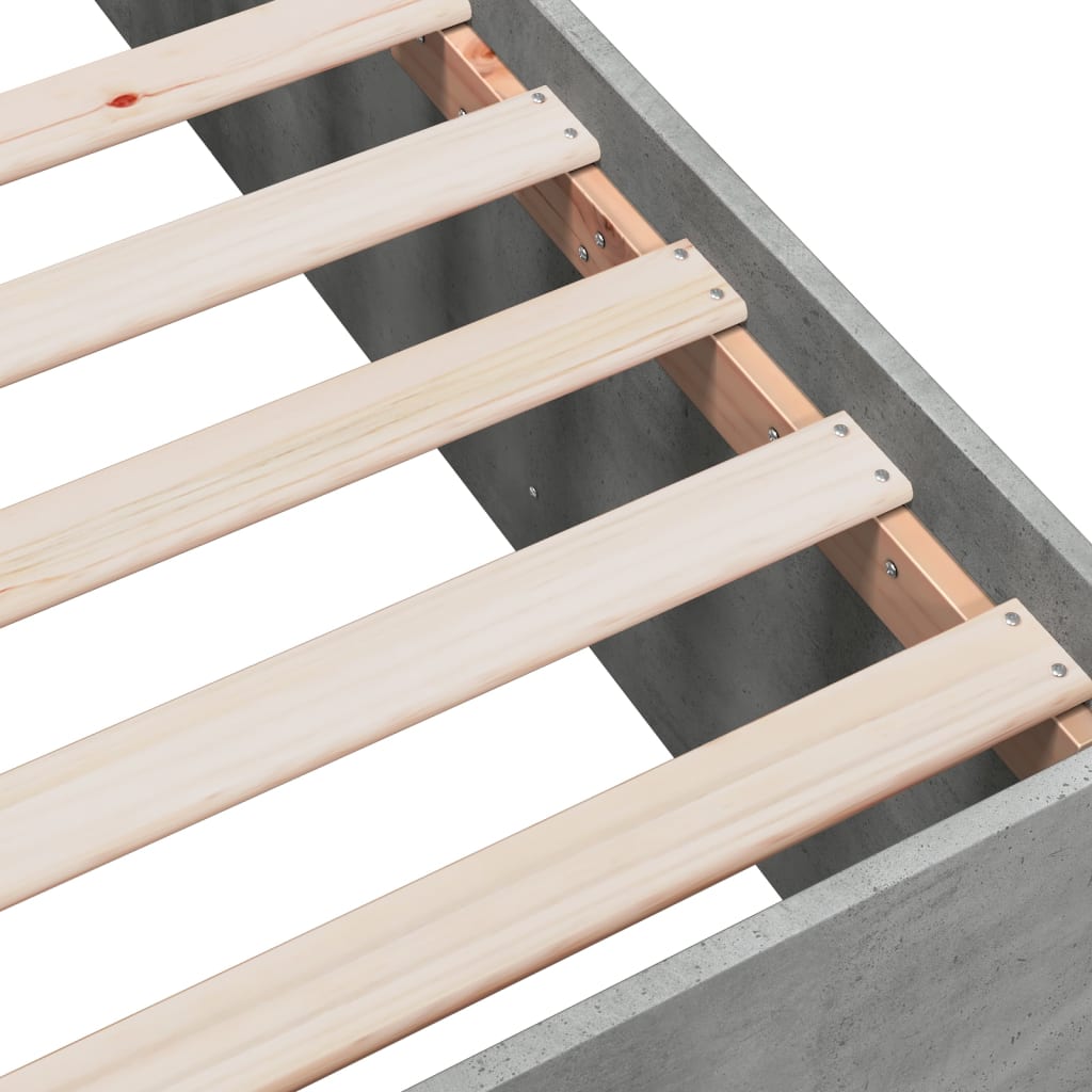 Cadru de pat, gri beton, 100x200 cm, lemn prelucrat
