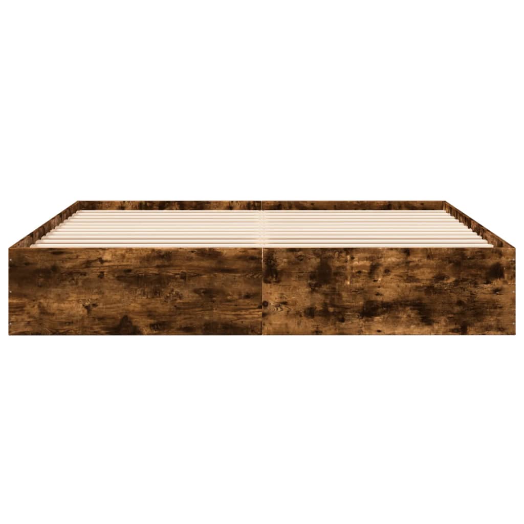 Cadru de pat, stejar fumuriu, 200x200 cm, lemn prelucrat