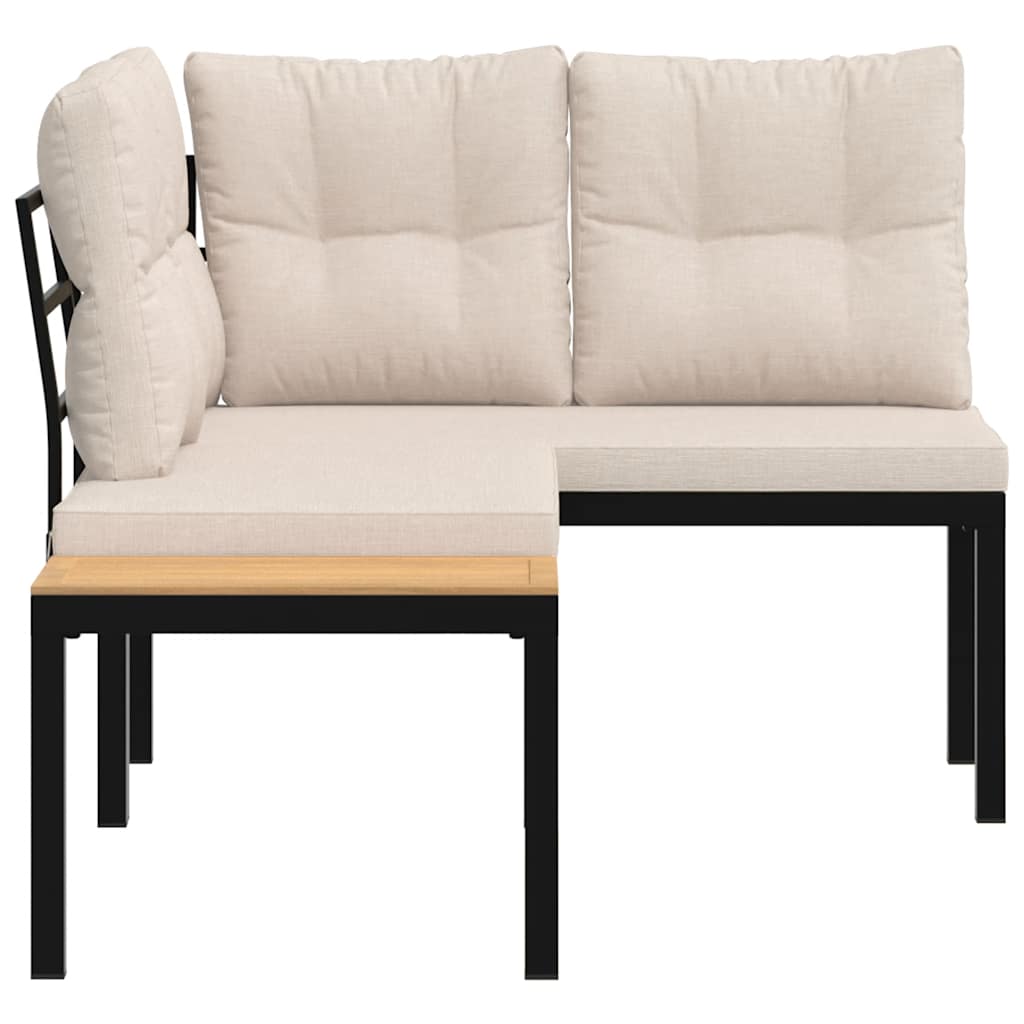 Bănci de grădină cu perne 2 buc negru oțel vopsit electrostatic