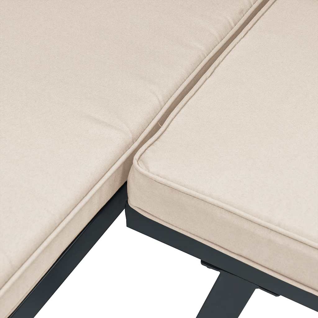 Bănci de grădină cu perne 2 buc negru oțel vopsit electrostatic