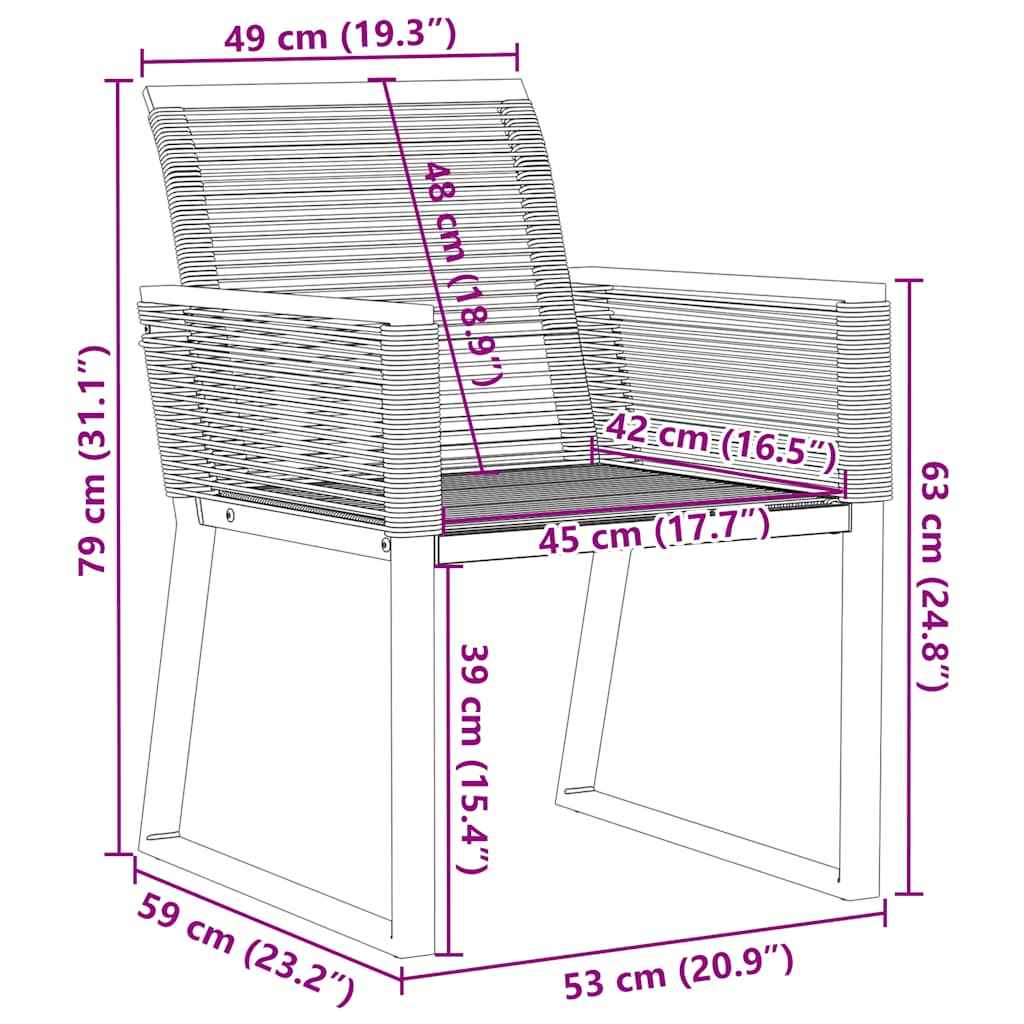 Scaune de grădină din poliratan, negru, 2 buc.