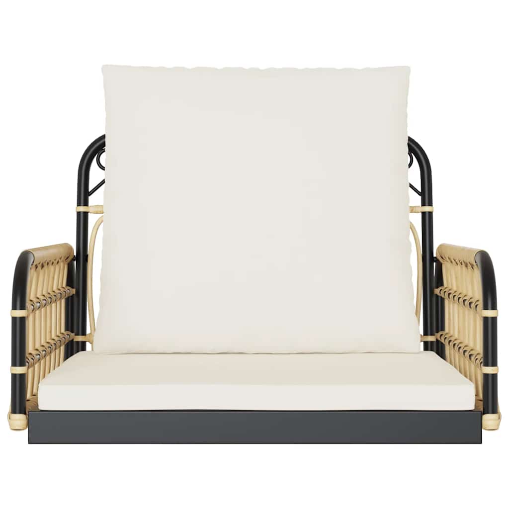 Scaun balansoar cu perne, 63x58x39 cm, poliratan și oțel