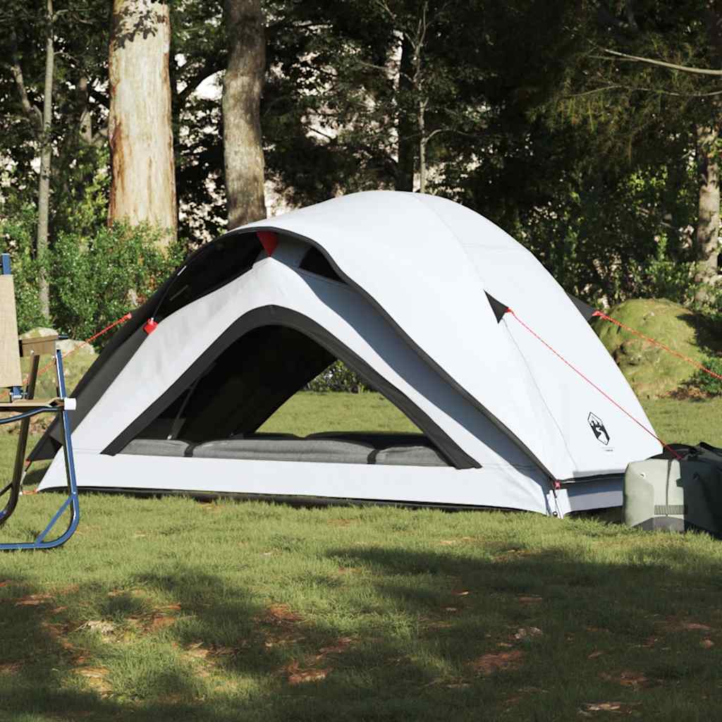 Cort camping, 1 persoane, alb, țesătură opacă, impermeabil