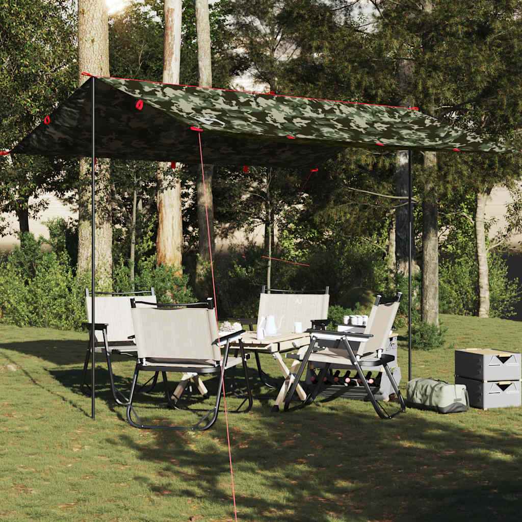 Prelată de camping, camuflaj, 366x306 cm, impermeabilă