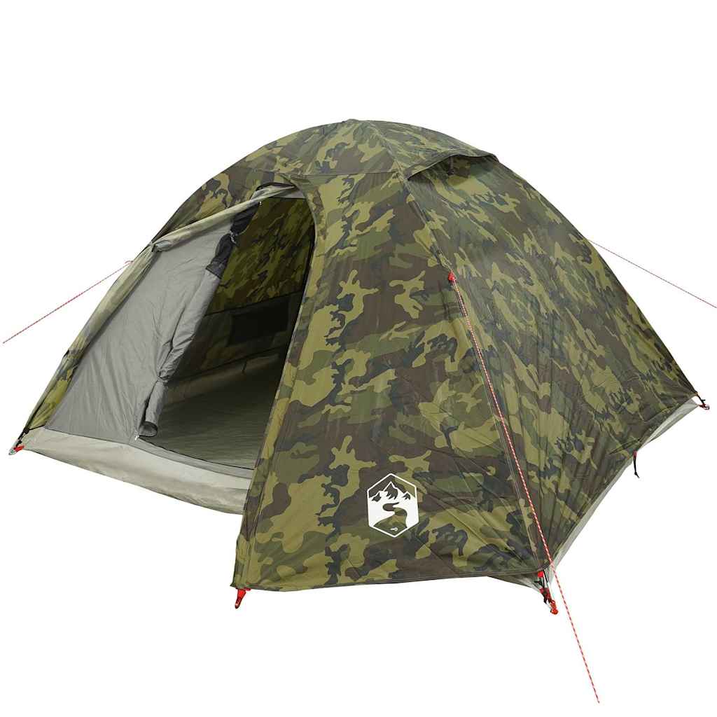 Cort de camping cupolă pentru 4 persoane, camuflaj, impermeabil