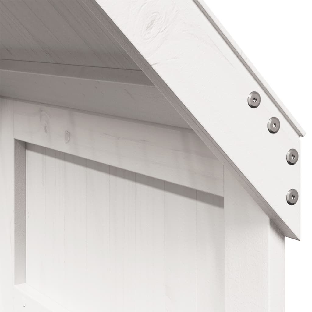 Pat înalt cu acoperiș, alb, 90x190 cm, lemn masiv de pin