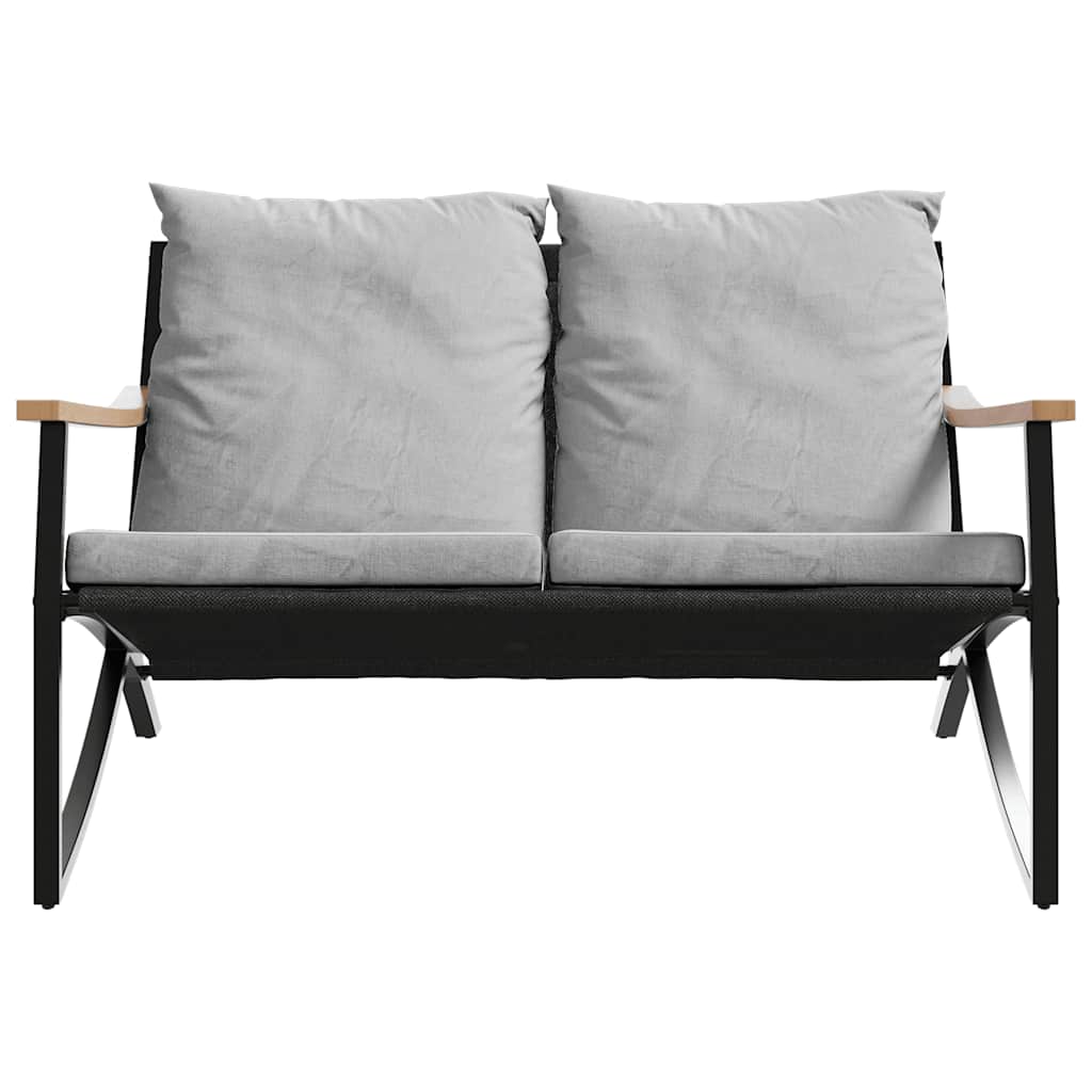 Set mobilier de balcon, 5 piese, cu perne, negru, oțel