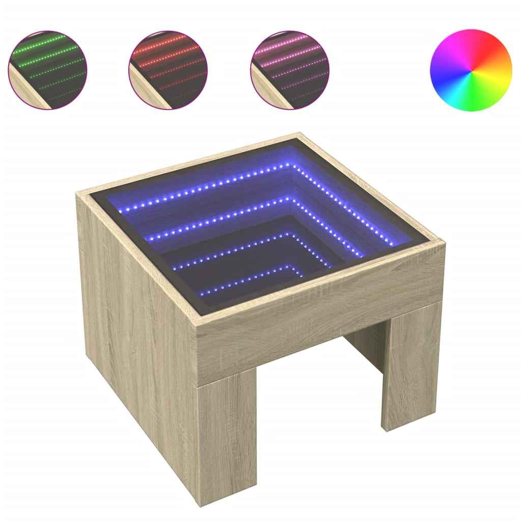 Noptieră cu LED infinity, stejar sonoma, 40x40x30 cm