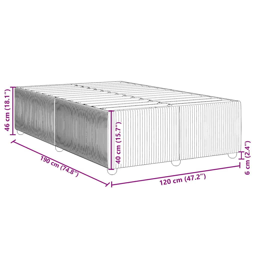 Cadru de pat, albastru, 120x190 cm, catifea