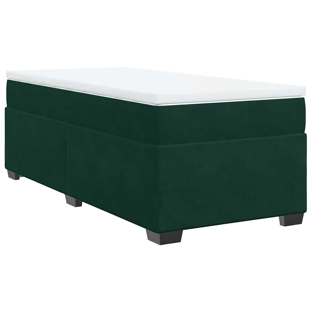 Pat box spring cu saltea, verde închis, 100x200 cm, catifea