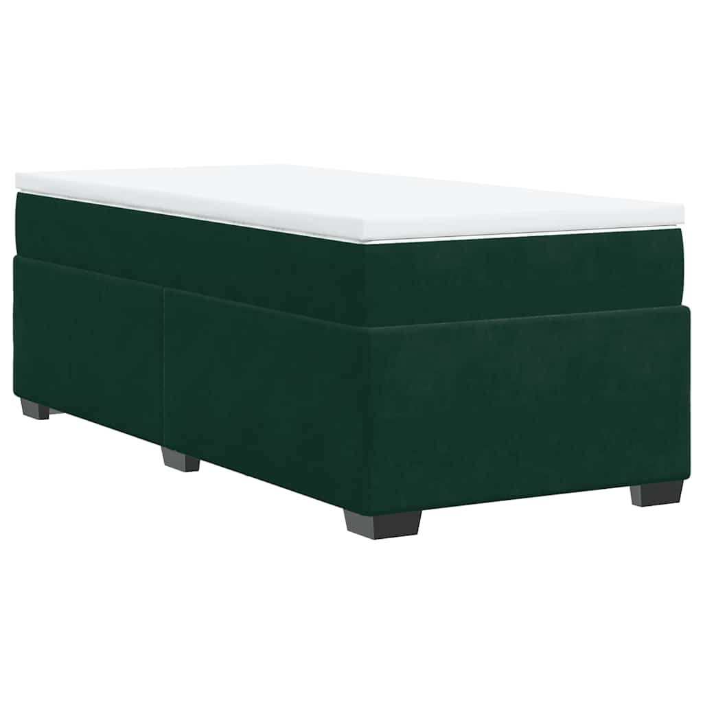 Pat box spring cu saltea, verde închis, 100x200 cm, catifea