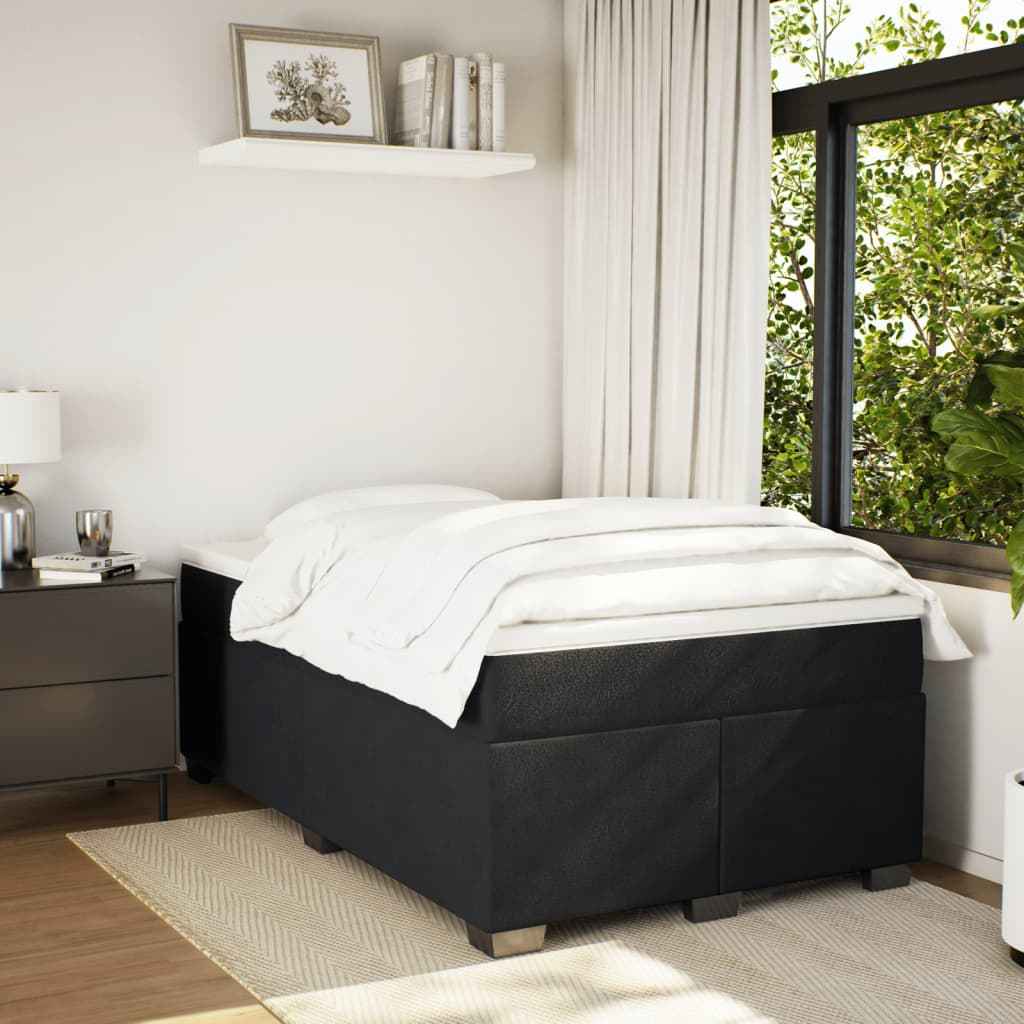 Pat box spring cu saltea, negru, 120x190 cm, catifea