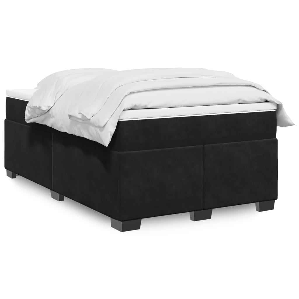 Pat box spring cu saltea, negru, 120x190 cm, catifea