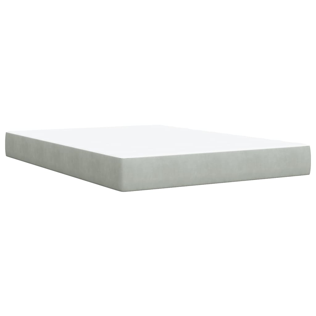 Pat box spring cu saltea, gri deschis, 160x200 cm, catifea