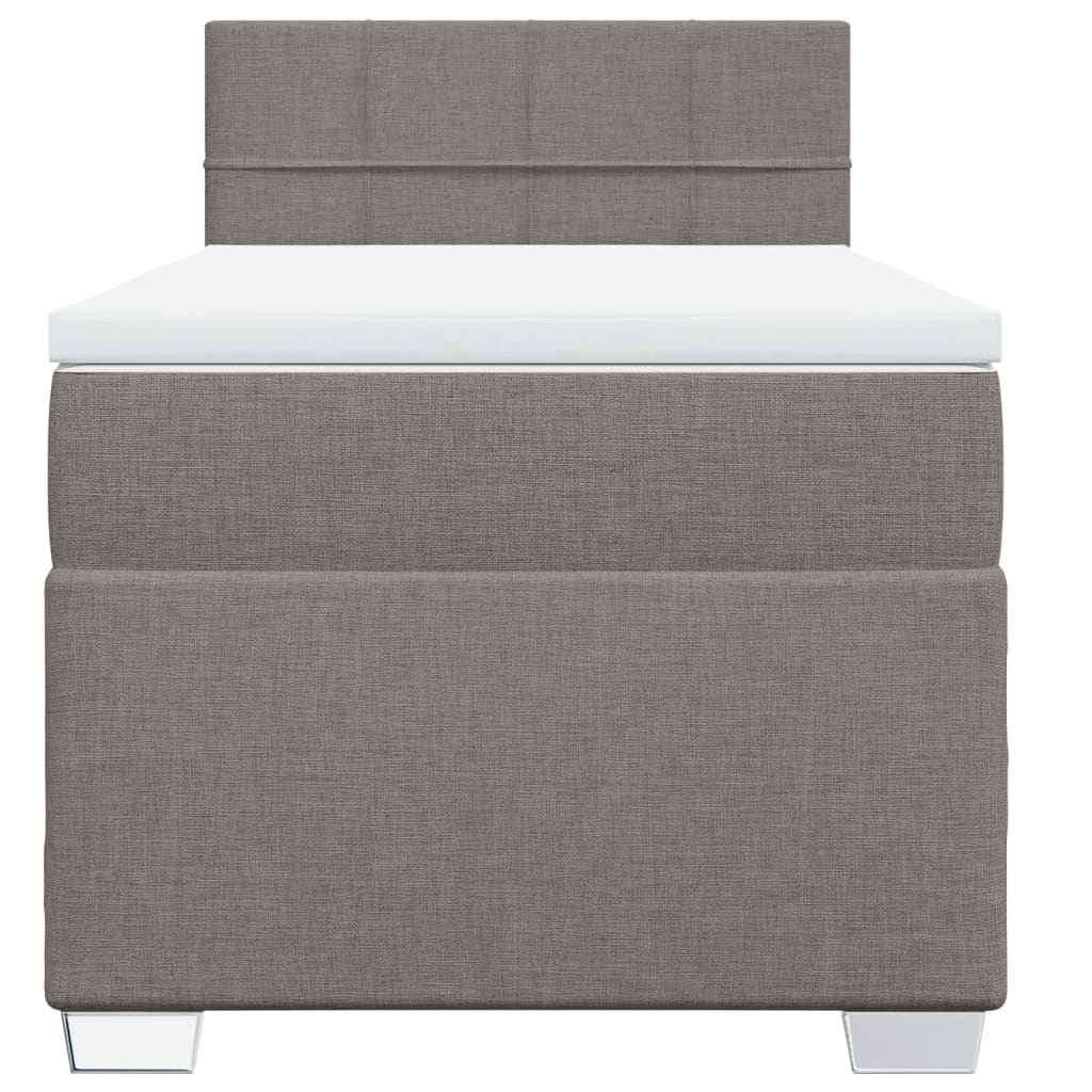 Pat box spring cu saltea, gri taupe, 100x200 cm, textil