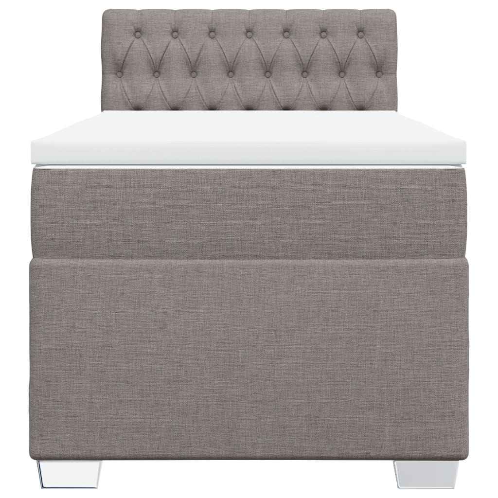 Pat box spring cu saltea, gri taupe, 100x200 cm, textil