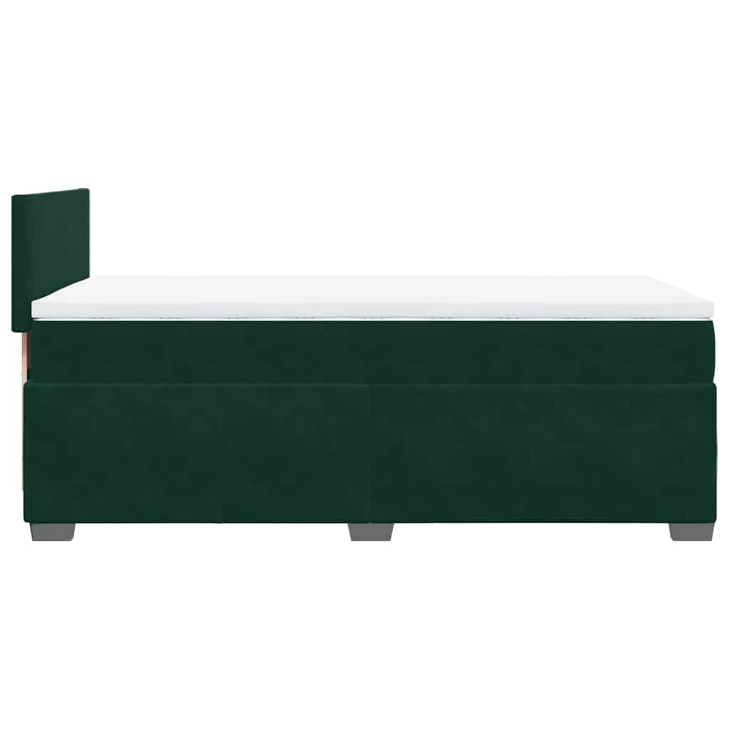 Pat box spring cu saltea, verde închis, 90x190 cm, catifea
