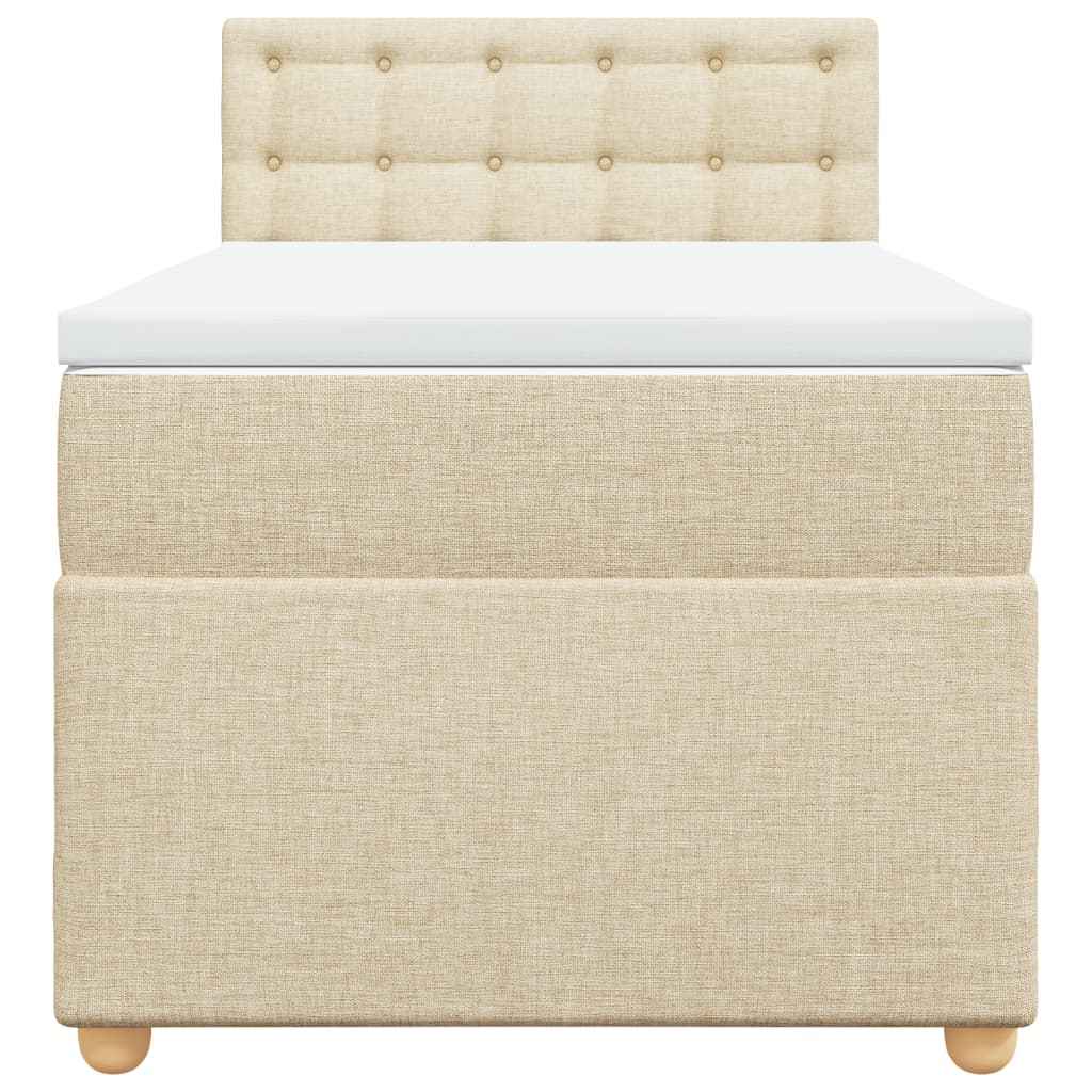 Pat box spring cu saltea, crem, 90x190 cm, textil