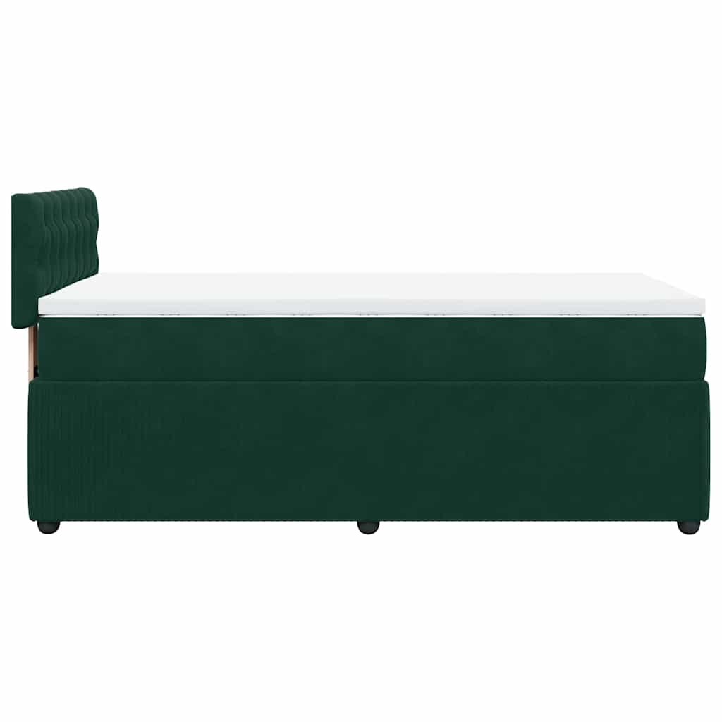 Pat box spring cu saltea, verde închis, 90x200 cm, catifea