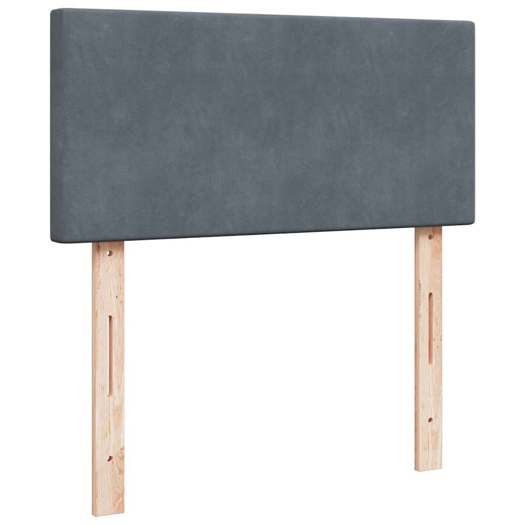 Pat box spring cu saltea, gri închis, 100x200 cm, catifea