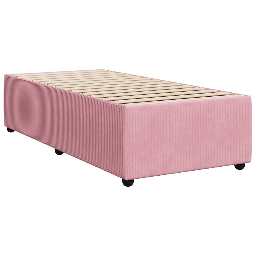 Pat box spring cu saltea, roz, 100x200 cm, catifea