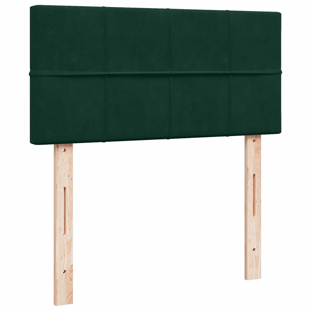 Pat box spring cu saltea, verde închis, 100x200 cm, catifea
