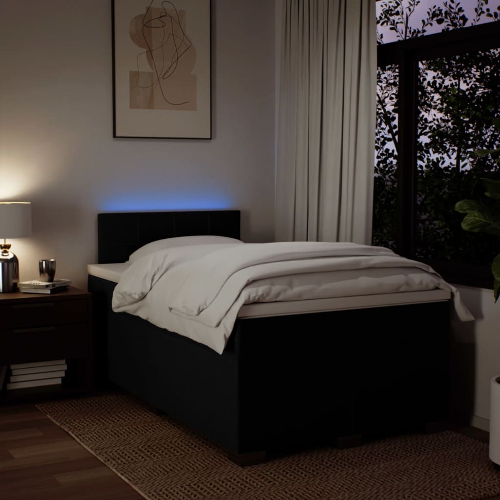 Pat box spring cu saltea, negru, 120x200 cm, textil