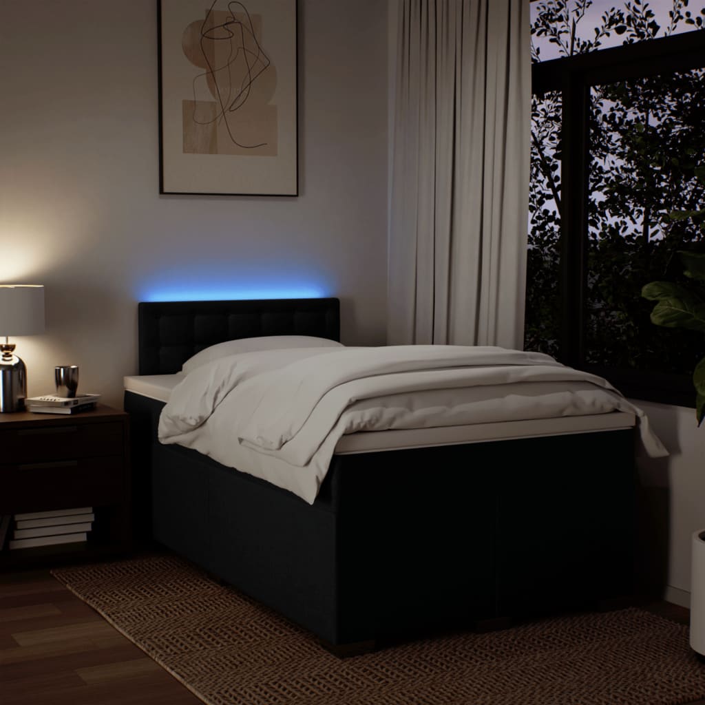 Pat box spring cu saltea, negru, 120x200 cm, textil