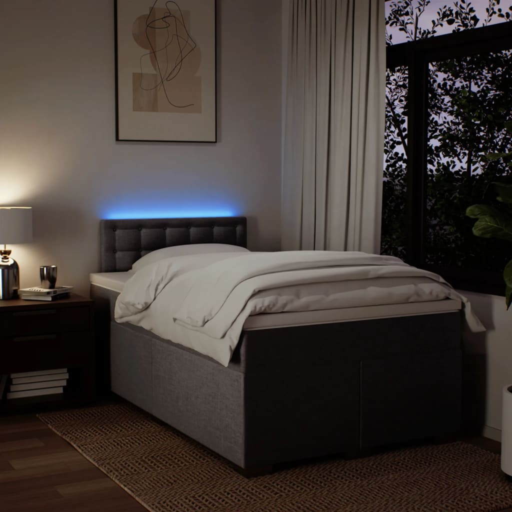 Pat box spring cu saltea, gri taupe, 120x200 cm, textil