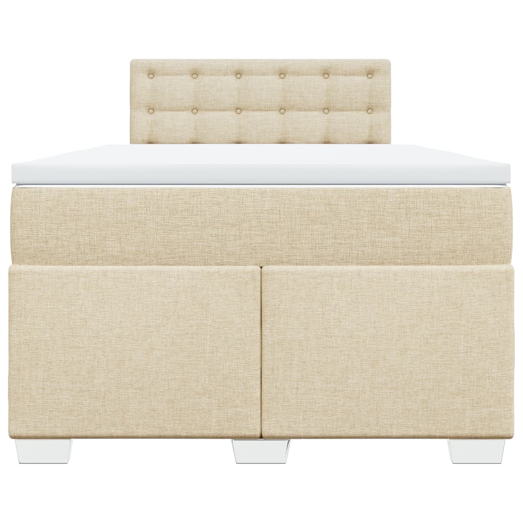 Pat box spring cu saltea, crem, 120x200 cm, textil