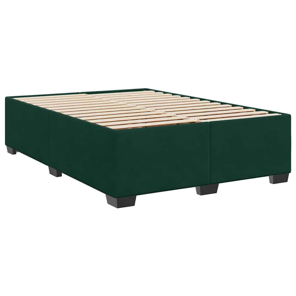 Pat box spring cu saltea, verde închis, 140x200 cm, catifea