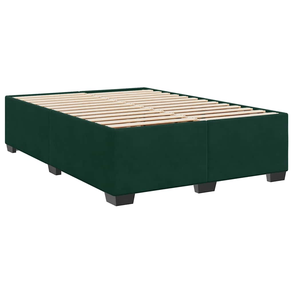Pat box spring cu saltea, verde închis, 140x200 cm, catifea