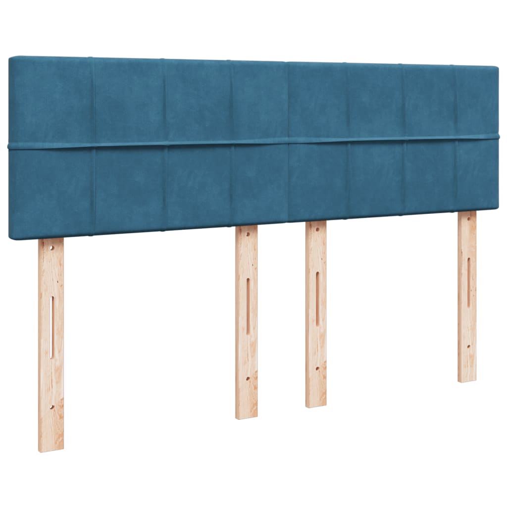 Pat box spring cu saltea, albastru, 140x200 cm, catifea