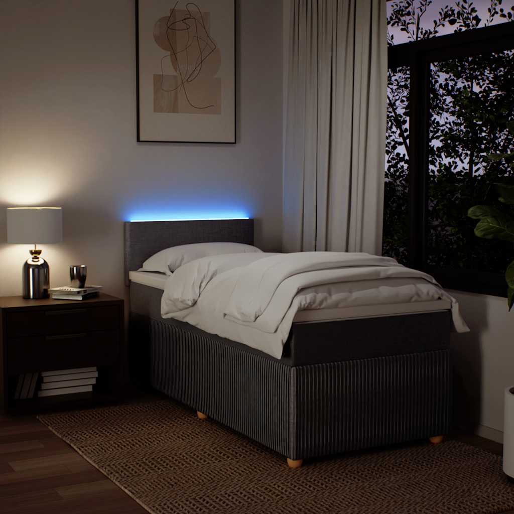 Pat box spring cu saltea, gri taupe, 80x200 cm, textil