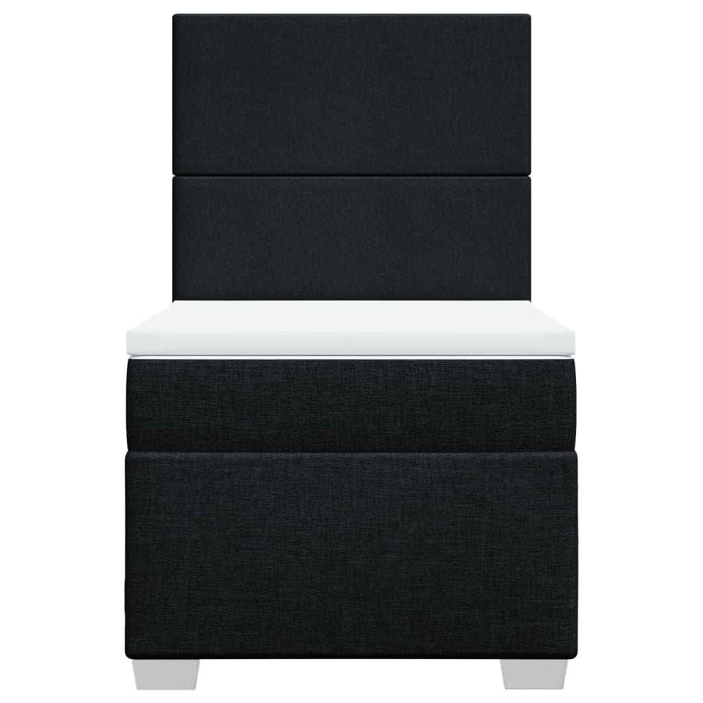 Pat box spring cu saltea, negru, 100x200 cm, textil