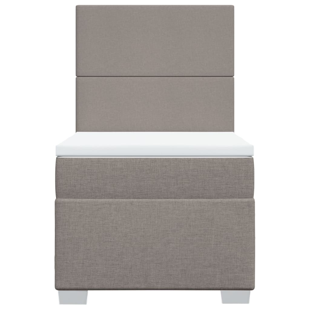 Pat box spring cu saltea, gri taupe, 100x200 cm, textil