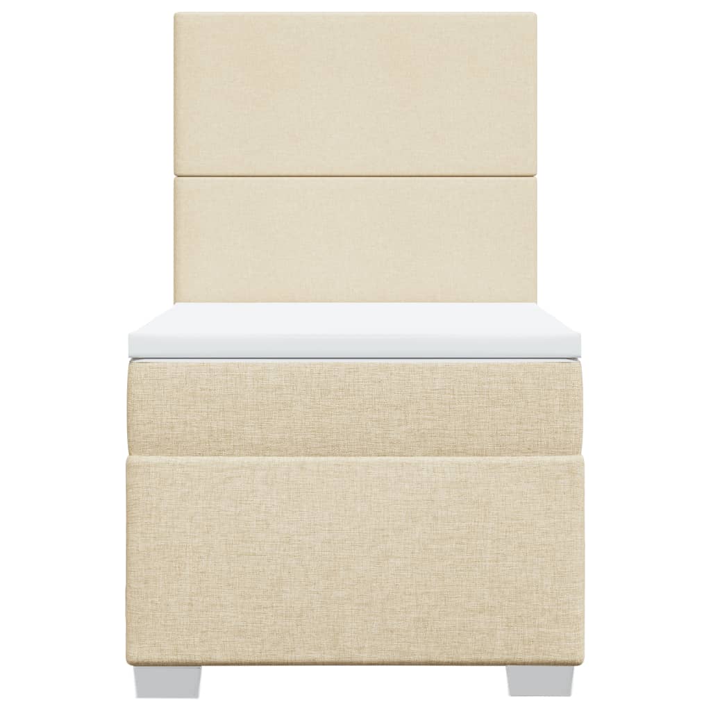 Pat box spring cu saltea, crem, 100x200 cm, textil