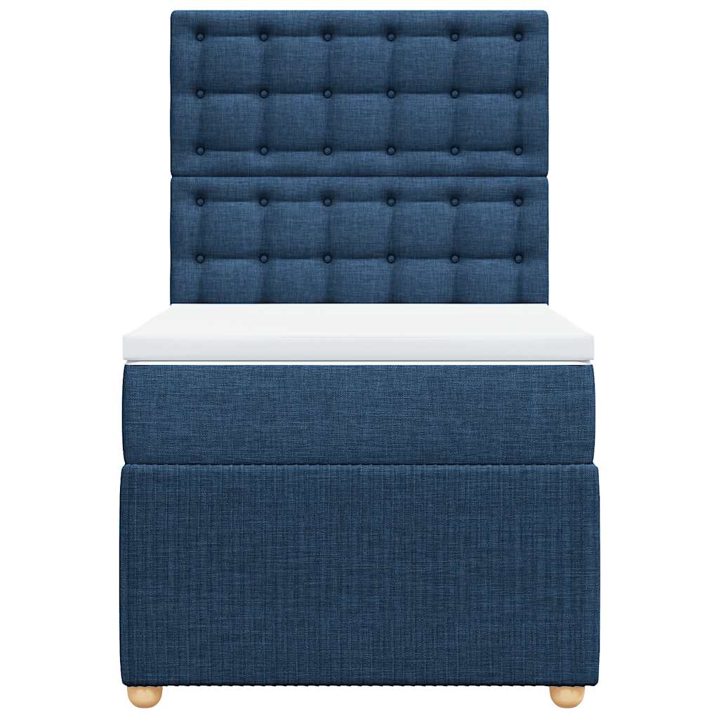 Pat box spring cu saltea, albastru, 100x200 cm, textil