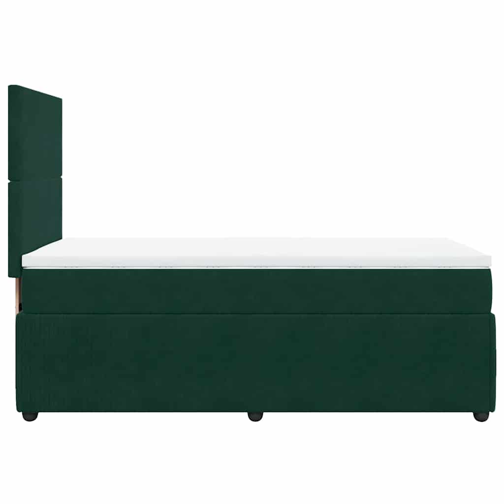 Pat box spring cu saltea, verde închis, 90x190 cm, catifea
