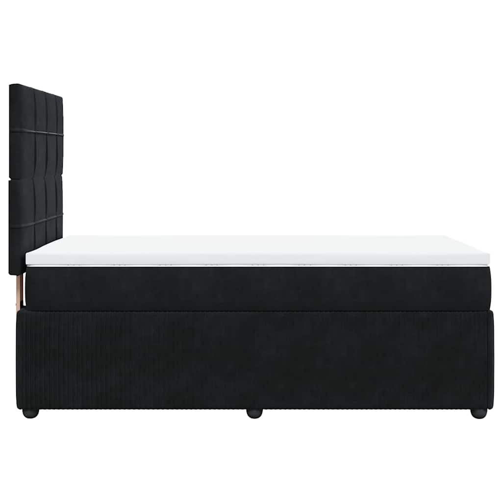Pat box spring cu saltea, negru, 90x190 cm, catifea