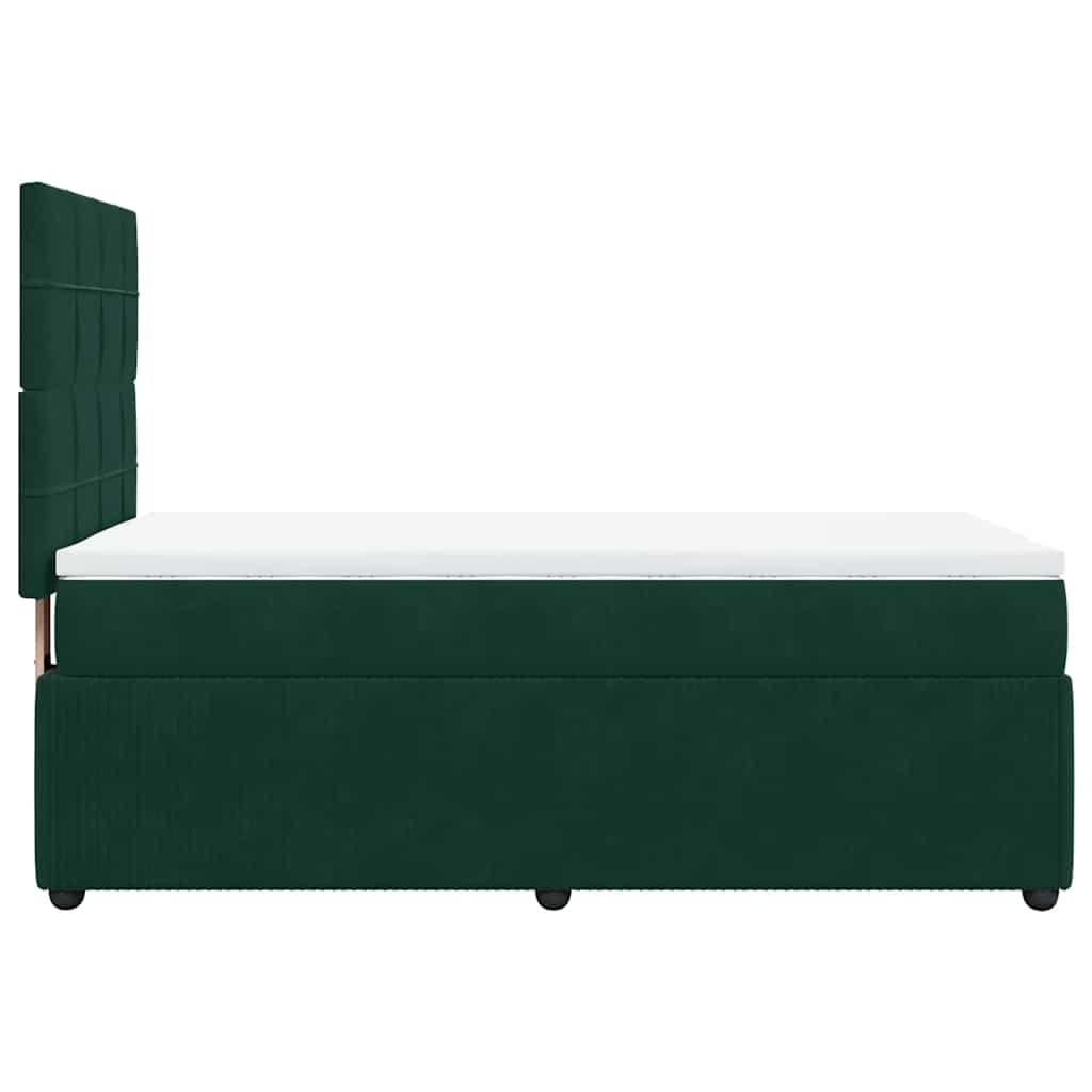 Pat box spring cu saltea, verde închis, 90x190 cm, catifea