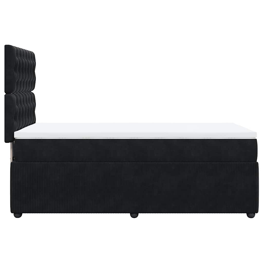 Pat box spring cu saltea, negru, 90x200 cm, catifea
