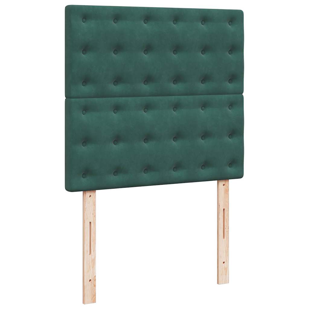 Pat box spring cu saltea, verde închis, 90x200 cm, catifea