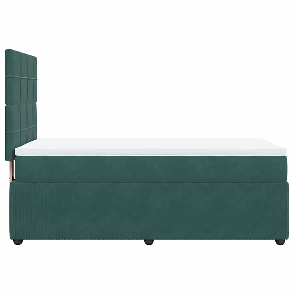 Pat box spring cu saltea, verde închis, 100x200 cm, catifea