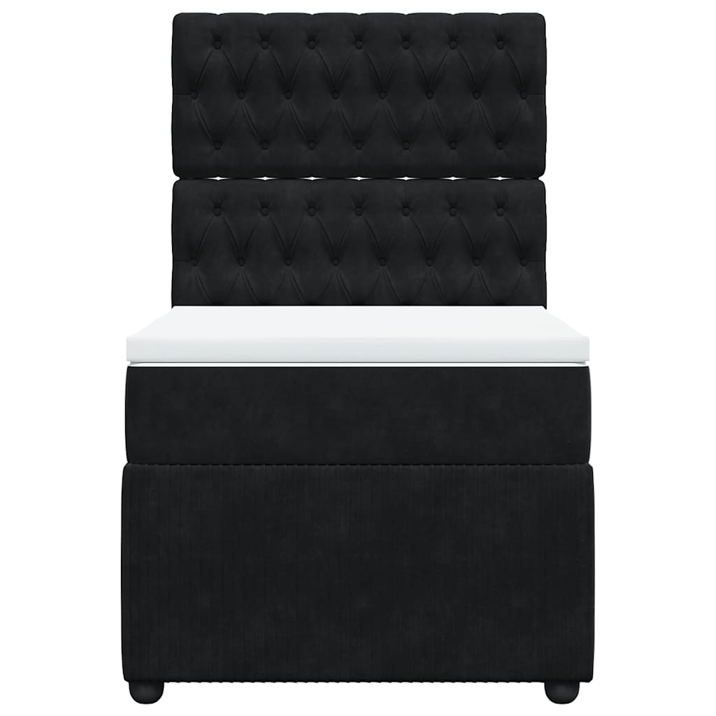 Pat box spring cu saltea, negru, 100x200 cm, catifea