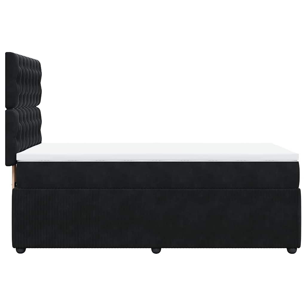 Pat box spring cu saltea, negru, 100x200 cm, catifea