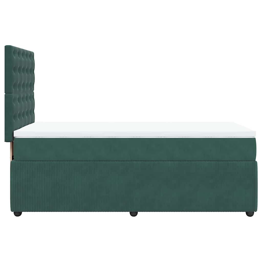Pat box spring cu saltea, verde închis, 100x200 cm, catifea