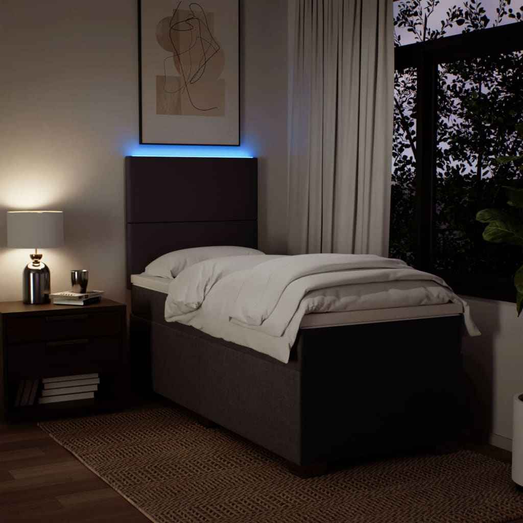 Pat box spring cu saltea, maro închis, 80x200 cm, textil